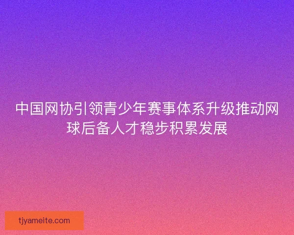 中国网协引领青少年赛事体系升级推动网球后备人才稳步积累发展